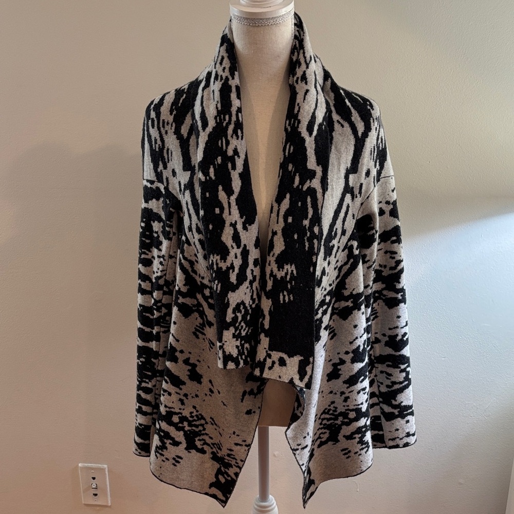Michael Stars Black and Gray draped-front wool/cashmere Cardigan